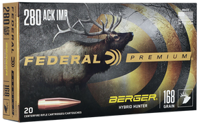 Federal P280AIBCH1 Premium 280Ackley Improved 168gr Berger Hybrid Hunter 20 Per Box/10 Case 113549 Federal P280AIBCH1 Premium 280Ackley Improved 168gr Berger Hybrid Hunter 20 Per Box/10 Case 113549