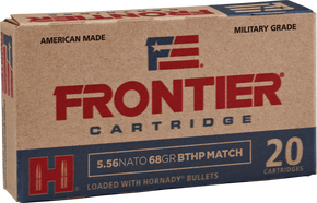 Frontier Cartridge FR310 Military Grade Centerfire Rifle 5.56x45mmNATO 68gr Hollow Point Boat Tail Match 20 Per Box/25 Case 50475 Frontier Cartridge FR310 Military Grade Centerfire Rifle 5.56x45mmNATO 68gr Hollow Point Boat Tail Match 20 Per Box/25 Case 50475