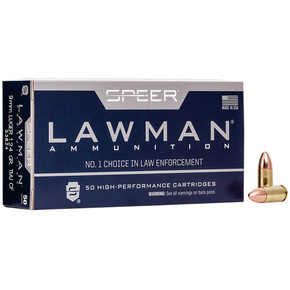 Speer Lawman Cleanfire Handgun Ammunition 9mm Luger 124gr TMJ 1090 fps 50/ct CC53824 Speer Lawman Cleanfire Handgun Ammunition 9mm Luger 124gr TMJ 1090 fps 50/ct CC53824
