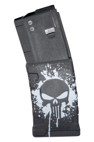 Mission First Tactical EXDPM556PSSWH Extreme Duty  30rd 223 Rem/5.56x45mm Fits AR-15/M4 Black w/White Punisher Skull Splatter Polymer 133005