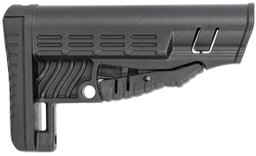 NcStar DLG-086 Classic Commercial Stock Black Polymer Adjustable Stock with Metal QD Bases & Rubber Butt Pad For Commercial Spec Buffer Tubes (Tube Not Included) 139262