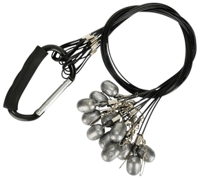 Drake Waterfowl DA9000060006 Texas Rig Package Set 60" Black Coated Steel Wire, 6 oz Lead Weight, Metal Cable Crimps, Includes Carabiner (12 Pack) 158592