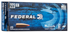 Federal V223VM53 Varmint & Predator  223Rem 53gr Hornady V-Max 20 Per Box/10 Case 182382