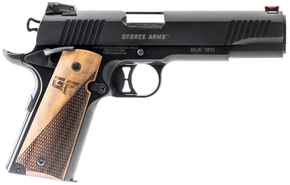 Gforce Arms GF199BW Chronicle 1911 9mm Luger 9+1 5" Stainless Steel Barrel, Black Serrated Steel Slide, Black Cerakote Aluminum Frame, Turkish Walnut Grip 168324