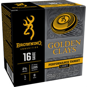 GOLDEN CLAYS 16 GAUGE 2-3/4'' 1OZ #8 SHOT 25/BOX 430113989 GOLDEN CLAYS 16 GAUGE 2-3/4'' 1OZ #8 SHOT 25/BOX 430113989