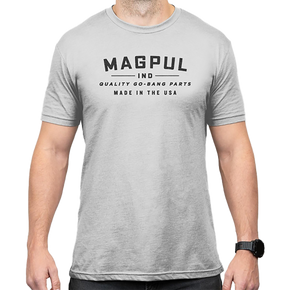 Magpul MAG1112-041-L Go Bang Parts  Stone Gray Heather Cotton/Polyester Short Sleeve Large 184457