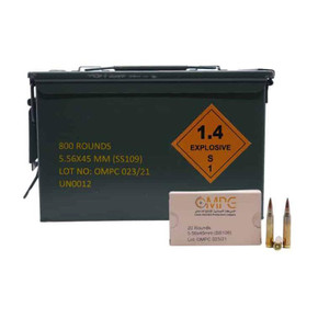 OMPC M855 Steel Core Rifle Ammunition 5.56mm 62gr FMJ 3020 fps 800rds (Boxed in Metal Can) UGM855 OMPC M855 Steel Core Rifle Ammunition 5.56mm 62gr FMJ 3020 fps 800rds (Boxed in Metal Can) UGM855