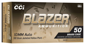 CCI 10MM AUTO 180 GR BLAZER BRASS JHP 50 RD/BX 10 BX/CS CCI5251 CCI 10MM AUTO 180 GR BLAZER BRASS JHP 50 RD/BX 10 BX/CS CCI5251