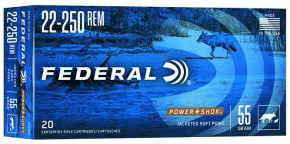 FEDERAL 22250 REM 55GR POWER-SHOK SP 20 RD/BX 10 BX/CS FEDE22250A