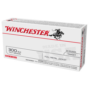 WINCHESTER USA 300BLK 147G FMJ 20RD WINCUSA300B147 WINCHESTER USA 300BLK 147G FMJ 20RD WINCUSA300B147