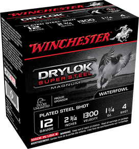 WINCHESTER DRYLOK STL MAG 12G 2-3/4' #4 1-1/4OZ 25RDS WINCXSM124