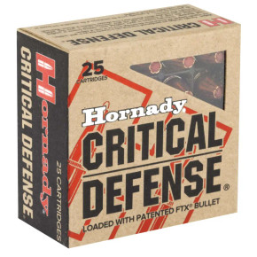 HORNADY CRITICAL DEFENSE 9MM 115GR 25RD BX 250RD CASE HORN90250