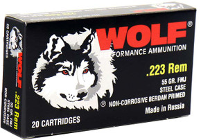 WOLF 223 REM 55GR FMJ STEEL CASE WOLF22355