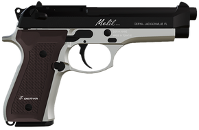 Derya Firearms MELIK9TTTR Melik 9mm Luger 17+1 4.90" Black Melonite Steel Barrel, Black Melonite Serrated Steel Slide, Silver Anodized Aluminum Frame, Dark Walnut Grip 174454 Derya Firearms MELIK9TTTR Melik 9mm Luger 17+1 4.90" Black Melonite Steel Barrel, Black Melonite Serrated Steel Slide, Silver Anodized Aluminum Frame, Dark Walnut Grip 174454