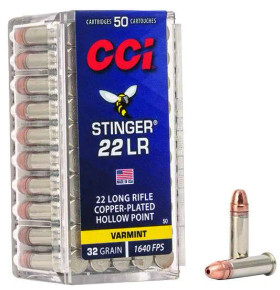 CCI 22 LR STINGER 32GR CPHP 50 RD/BX 100 BX/CS CCI0050 CCI 22 LR STINGER 32GR CPHP 50 RD/BX 100 BX/CS CCI0050