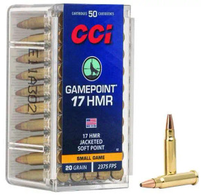 CCI 17 HMR GAMEPOINT 20GR JSP 50 RD/BX 40 BX/CS CCI0052 CCI 17 HMR GAMEPOINT 20GR JSP 50 RD/BX 40 BX/CS CCI0052