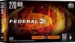 FEDERAL 270 WIN 150GR FUSION TIPPED 20 RD/BX 10 BX/CS FEDEF270TFS2 FEDERAL 270 WIN 150GR FUSION TIPPED 20 RD/BX 10 BX/CS FEDEF270TFS2