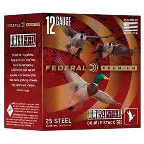 FEDERAL 12GA 3” 1 1/4OZ BB & 2  1450 FPS "ULTRA STEEL" 25 RD/BX 10 BX/CS FEDEPWUX1422BB