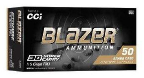 CCI 30 SUPER CARRY 115GR FMJ BLAZER BRASS 50 RD/BX 20 BX/CS CCI5205 CCI 30 SUPER CARRY 115GR FMJ BLAZER BRASS 50 RD/BX 20 BX/CS CCI5205