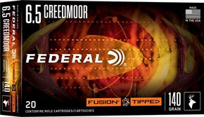 FEDERAL 6.5 CREEDMOOR 140GR FUSION TIPPED 20 RD/BX 10 BX/CS FEDEF65CRDTFS1 FEDERAL 6.5 CREEDMOOR 140GR FUSION TIPPED 20 RD/BX 10 BX/CS FEDEF65CRDTFS1