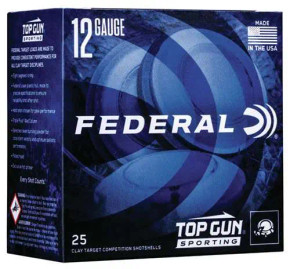 FEDERAL TOP GUN 12GA 2-3/4” 1OZ 1,250 FPS 7.5 25 RD/BX 10 BX/CS FEDETGS1287.5 FEDERAL TOP GUN 12GA 2-3/4” 1OZ 1,250 FPS 7.5 25 RD/BX 10 BX/CS FEDETGS1287.5