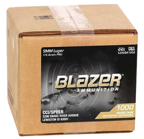 CCI BLAZER BRASS 9MM 115G FMJ 1000RD CASE CCI5200BK1000 CCI BLAZER BRASS 9MM 115G FMJ 1000RD CASE CCI5200BK1000