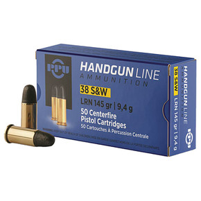 PPU .38 S&W LRM 145GR 50RD BOX 20 BOXES PER CASE PPUPPH38SW