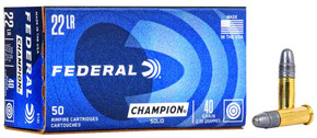 FEDERAL 22 LR HV LIGHTNING 40GR SOLID "CHAMPION" 50 RD/BX 100 BX/CS FEDE510 FEDERAL 22 LR HV LIGHTNING 40GR SOLID "CHAMPION" 50 RD/BX 100 BX/CS FEDE510