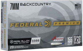 FEDERAL 7MM BACKCOUNTRY 155GR TERMINAL ASCENT 20RD/BX 10BX/CS FEDEP7BCTA1 FEDERAL 7MM BACKCOUNTRY 155GR TERMINAL ASCENT 20RD/BX 10BX/CS FEDEP7BCTA1