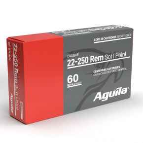 AGUILA 22-250 REM 60GR INTERLOCK BTSP 20RD BX 10 BOXES PER CASE AGUI8338AG AGUILA 22-250 REM 60GR INTERLOCK BTSP 20RD BX 10 BOXES PER CASE AGUI8338AG