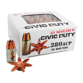 G2R CIVIC DUTY 380ACP 20RD BOX 25 BOXES PER CASE G2G00621 G2R CIVIC DUTY 380ACP 20RD BOX 25 BOXES PER CASE G2G00621