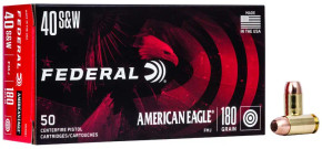 FEDERAL 40 S&W 180GR FMJ BALL 50 RD/BX 20 BX/CS FEDEAE40R1 FEDERAL 40 S&W 180GR FMJ BALL 50 RD/BX 20 BX/CS FEDEAE40R1