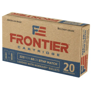 HORNADY FRONTIER 223REM 68GR BTHP 20RD BX 500RD CASE HORNFR160