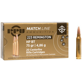 PPU 223 REM MATCH HPBT 75GR 20RD BOX 50 BOXES PER CASE PPUPPM2232 PPU 223 REM MATCH HPBT 75GR 20RD BOX 50 BOXES PER CASE PPUPPM2232