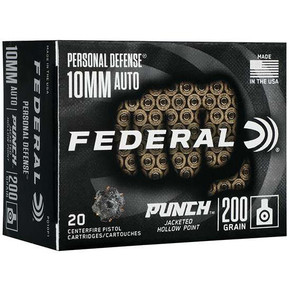 FEDERAL 10MM AUTO 200GR PUNCH JHP 20 RD/BX 10 BX/CS FEDEPD10P1 FEDERAL 10MM AUTO 200GR PUNCH JHP 20 RD/BX 10 BX/CS FEDEPD10P1