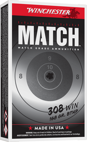 WINCHESTER 308 WIN MATCH HPBT 168 GR 20 RD/BX 10 BX/CS WINCS308M WINCHESTER 308 WIN MATCH HPBT 168 GR 20 RD/BX 10 BX/CS WINCS308M