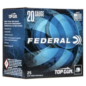 FEDERAL TOP GUN 20GA 2-3/4" 2-1/2DE 7/8OZ 7.5 25 RD/BX 10 BX/CS FEDETG207.5 FEDERAL TOP GUN 20GA 2-3/4" 2-1/2DE 7/8OZ 7.5 25 RD/BX 10 BX/CS FEDETG207.5