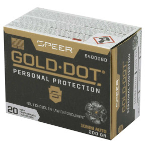 SPEER 10MM AUTO 200GR GDHP AMMO 20 RD/BX 10 BX/CS SPEE54000GD