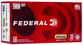 FEDERAL 9MM LUGER 115GR FMJ CHAMPION 50 RD/BX 20 BX/CS FEDEWM5199 FEDERAL 9MM LUGER 115GR FMJ CHAMPION 50 RD/BX 20 BX/CS FEDEWM5199