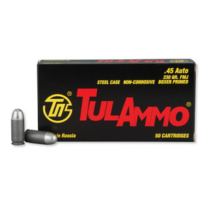 TULAMMO 45ACP 230GR FMJ 50RD BOX TULATA452300 TULAMMO 45ACP 230GR FMJ 50RD BOX TULATA452300