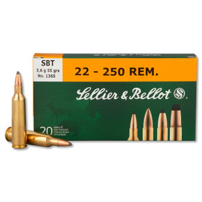 SELLIER & BELLOT 22-250 REM 55GR SBT 20RD BOX 25 BOXES PER CASE SELLSB22250A