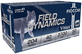 FIOCCHI 204 RUGER 40G VMAX 50RD BX 1000RD CASE FIOC204HVB FIOCCHI 204 RUGER 40G VMAX 50RD BX 1000RD CASE FIOC204HVB