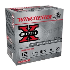 WINCHESTER SUPER X 12G 2-3/4" 00BK 25RD BX 250RD CASE WINCXB1200VP25
