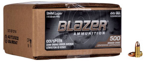 BLAZER BRASS 9MM 115G FMJ 500RD CASE CCI5200BK500 BLAZER BRASS 9MM 115G FMJ 500RD CASE CCI5200BK500