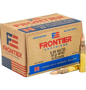 HORNADY FRONTIER 5.56 55GR FMJ 50RD BX 500RD CASE HORNFR2005 HORNADY FRONTIER 5.56 55GR FMJ 50RD BX 500RD CASE HORNFR2005