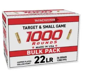 WINCHESTER 22LR 36GR CPHP 1000RD/BX 2BX/CASE WINC22LR1KHP WINCHESTER 22LR 36GR CPHP 1000RD/BX 2BX/CASE WINC22LR1KHP