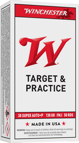 WINCHESTER 38 SUPER AUTO +P USA TARGET FMJ 130 GR 50 RD/BX 10 BX/CS WINCQ4205
