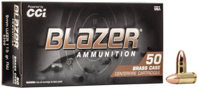 CCI 9MM LUGER 115GR FMJ BLAZER BRASS 50 RD/BX 20 BX/CS CCI5200 CCI 9MM LUGER 115GR FMJ BLAZER BRASS 50 RD/BX 20 BX/CS CCI5200