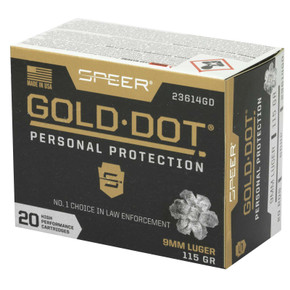 SPEER 9MM LUGER 115 GR GDHP AMMO 20 RD/BX 10 BX/CS SPEE23614GD SPEER 9MM LUGER 115 GR GDHP AMMO 20 RD/BX 10 BX/CS SPEE23614GD