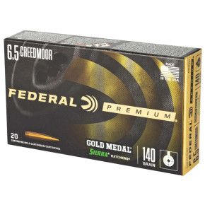 FEDERAL 6.5 CREEDMOOR 140GR GOLD MEDAL SIERRA MATCHKING 20 RD/BX 10 BX/CS FEDEGM65CRD1